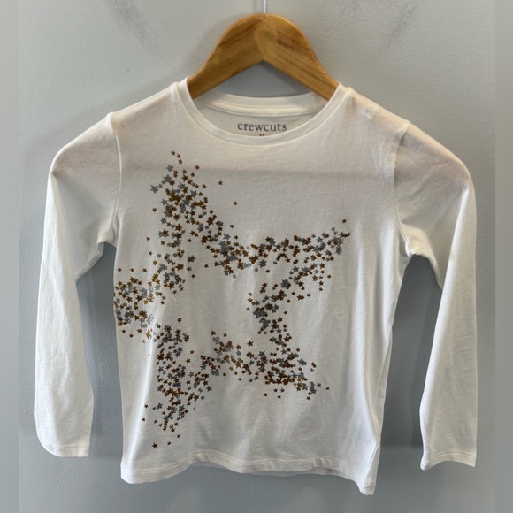 Crewcuts Other - Crewcuts Gold Silver Sparkly Star Long Sleeve Crewneck Shirt Size Girls S (6/7)